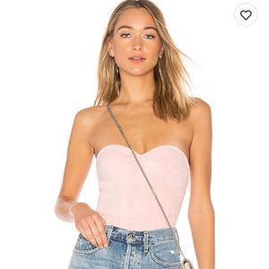 by the way carla pink faux suede bodysuit